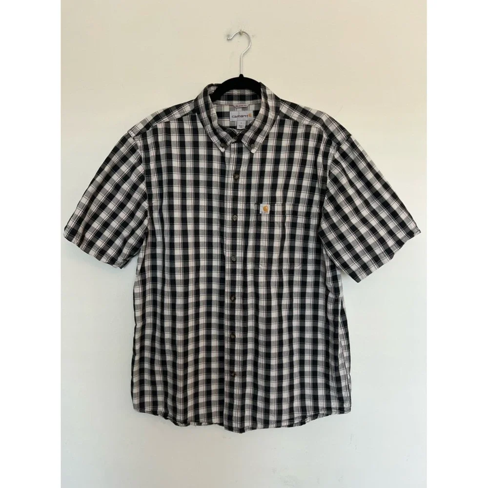 Carhartt Black & White Plaid Short-Sleeve Button-Down Shirt‎ Size L